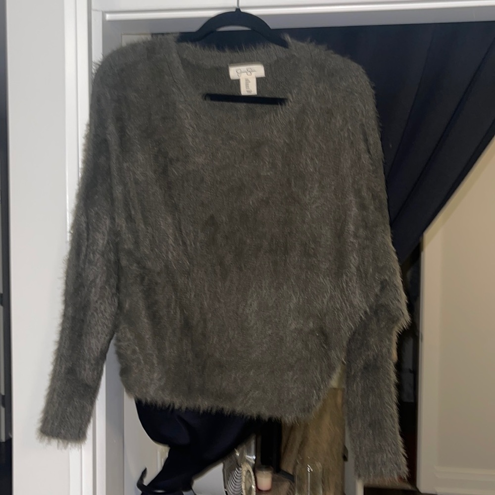 Eyelash knit sweater olive green